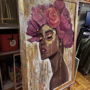 Floral Majesty Portrait with Gold Accents